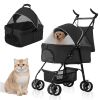 Foldable 4-Wheel Pet Stroller Travel Jogger with Removable Liner