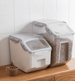 Multifunctional Pet Food Storage Box with Measuring Cup