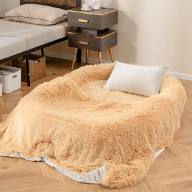 Human-Grade Fluffy Dog Bed Washable with Pillow and Blanket