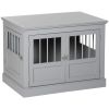Wooden End Table Dog Kennel with Triple Doors