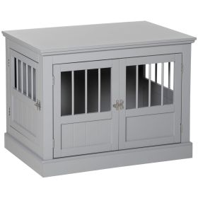 Wooden End Table Dog Kennel with Triple Doors