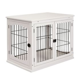 Dog Crate Furniture | Wooden End Table with Lockable Doors
