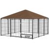 Outdoor Dog Kennel with Canopy – 6.9' x 6.9' Secure Dog Playpen & Exercise Enclosure