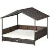 PawHut Rattan Outdoor Dog Bed w/ Canopy | Medium Large Dogs