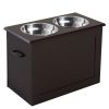 Raised Dog Feeding Station with 2 Stainless Steel Bowls Storage