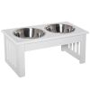 Wooden Dog Feeding Station with Stainless Steel Bowls | Elevated Dog Bowl Stand, Non-Slip
