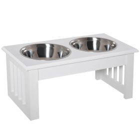 Wooden Dog Feeding Station with Stainless Steel Bowls | Elevated Dog Bowl Stand, Non-Slip