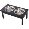 Stainless Steel Pet Bowls with Heavy-Duty Wooden Feeding Station