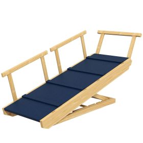 PawHut Adjustable Height Dog Ramp, Foldable Pet Stairs with Non-Slip Mat for All Dogs