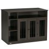 PawHut Luxury Dog Crate Furniture with Storage Brown Lockable Door for Medium Large Dogs 47 x 23.5 x 35