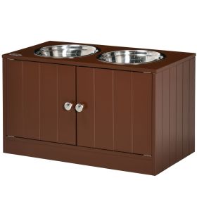 PawHut Elevated Dog Bowls with Storage Cabinet – Raised Feeding Station with Built-In Storage
