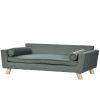 PawHut Dog Couch with Removable Pillows, Foam Pet Sofa, Cat Sofa with Removable Washable Cushion & Water-Resistant Fabric, Gray