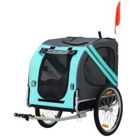 Aosom Cargo Bike Trailer for Pets Blue/Grey Large Wheels 3 Entrances Mesh Screen Off-Road Travel Cart
