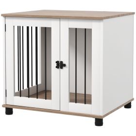 PawHut Dog Crate Furniture | End Table Dog Kennel with Lockable Door