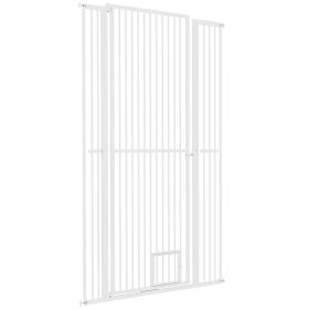 Extra Tall Pet Gate with Cat Door – Adjustable Safety Gate for Doorways and Hallways
