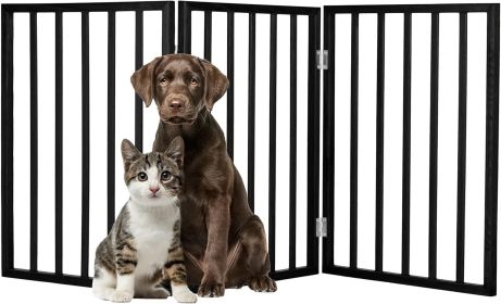 Pet Gate - 3-Panel Indoor Foldable Dog Fence for Stairs, Hallways, or Doorways - 54x24-Inch