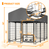 Outdoor Dog Kennel with Roof, Welded Wire Enclosure, Heavy Duty Dog Crate with UV-Resistant Waterproof Cover  4.23' x 5.82' x 4.83'