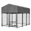 Outdoor Dog Kennel with Roof, Welded Wire Enclosure, Heavy Duty Dog Crate with UV-Resistant Waterproof Cover  4.23' x 5.82' x 4.83'