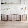 Dog Gate Set of 4 Brown Poplar Wood