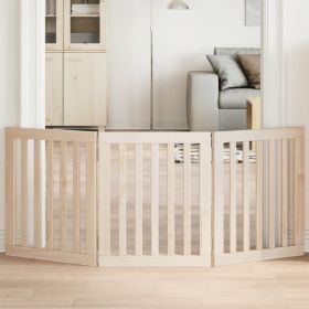 Dog Gate Set of 3 Light Brown Poplar Wood