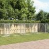 Dog Kennel Grey Galvanized Steel 39.4 x 78.7 x 59.1 In