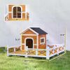 Outdoor Wooden Dog House with Porch – Weatherproof Elevated Dog Shelter