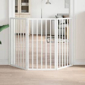 Dog Gate Set of 3 White Solid Poplar Wood