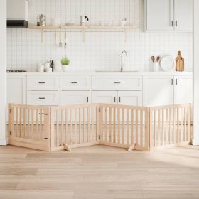 Dog Gate Set of 4 Brown Poplar Wood Small