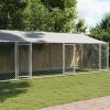 Dog Kennel Grey Galvanized Steel 78.7 x 315.0 x 78.7 in