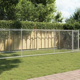 Dog Kennel Grey Galvanized steel 8x2x1.5 m