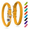 Yellow Ultra Soft Rolled Soft Padded Leather Dog Collar for 8-10 Inch