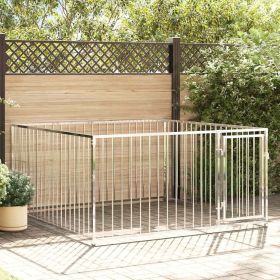Dog Kennel Silver Steel Durable  78.7x78.7x39.4 In