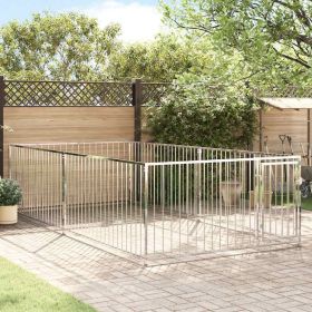 Dog Kennel Silver Steel 78.7 in x 157.5 in x 39.4 in Dog Kennel