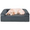 Cooling Gel Dog Bed Memory Foam with Headrest for Large Dogs, Gray