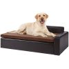VEVOR Dog Couch for Large-Sized Dogs, Soft Leather Sofa Bed, 110 Lbs., Black