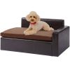 VEVOR Dog Couch for Medium-Sized Dogs, Soft Leather Sofa Bed, 110 Lbs., Black