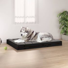 Dog Bed Solid Durable Pine Wood Black 40.0 x 29.1 x 3.5 In