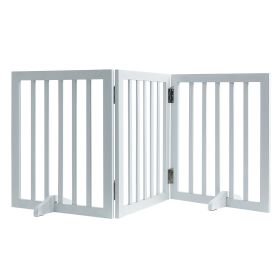Free Standing Dog Gate, 24" H x 60" W Freestanding Pet Gate, 3 Panels Foldable Dog Gate for Wide and Narrow Passageways