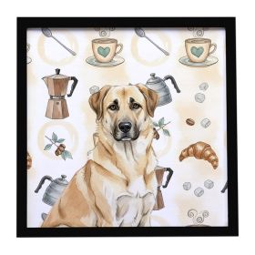 Anatolian Shepherd Dog Coffee Bar Framed Metal Print Bathroom, Kitchen, Office, Home Decor Wall Art Ready to Hang, Square, 8X8