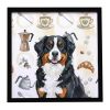 Bernese Mountain Dog Coffee Bar Framed Metal Print Bathroom, Kitchen, Office, Home Decor Wall Art Ready to Hang, Square, 8X8