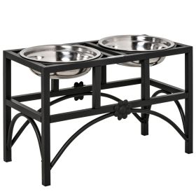 PawHut 17" Double Stainless-Steel Heavy-Duty Dog Food Bowl Elevated Pet Feeding Station