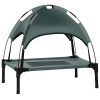 PawHut Elevated Dog Bed with Removable Canopy, Outdoor Dog Cot with UV Protection Canopy Shade, 24 Inch, Gray