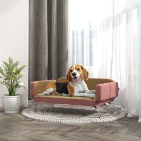 Dog Sofa Bed with Adjustable Armrest & Backrest for Small, Medium & Large Dogs, Pink