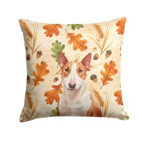 Red and White Bull Terrier Heirloom Fall Throw Pillow Decorative Indoor Outdoor Accent Cushion for Couch, Bed or Patio, 14Hx14W