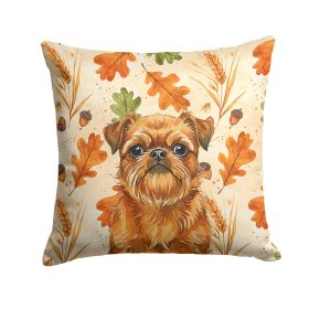 Belge Brussels Griffon Heirloom Fall Throw Pillow Decorative Indoor Outdoor Accent Cushion for Couch, Bed or Patio, 14Hx14W