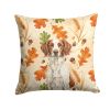 Liver and White Brittany Heirloom Fall Throw Pillow Decorative Indoor Outdoor Accent Cushion for Couch, Bed or Patio, 14Hx14W