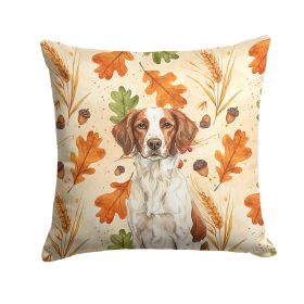 Liver and White Brittany Heirloom Fall Throw Pillow Decorative Indoor Outdoor Accent Cushion for Couch, Bed or Patio, 14Hx14W