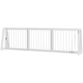 Freestanding Wooden Pet Gate with Support Feet & Non-Slip Mats for Indoor, Stairway, Doorway, White