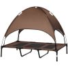Elevated Portable Dog Cot Cooling Pet Bed with UV Protection Canopy Shade