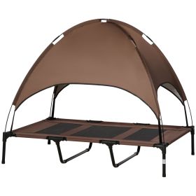 Elevated Portable Dog Cot Cooling Pet Bed with UV Protection Canopy Shade